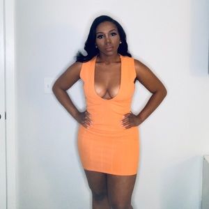 Peach V-Neck Dress